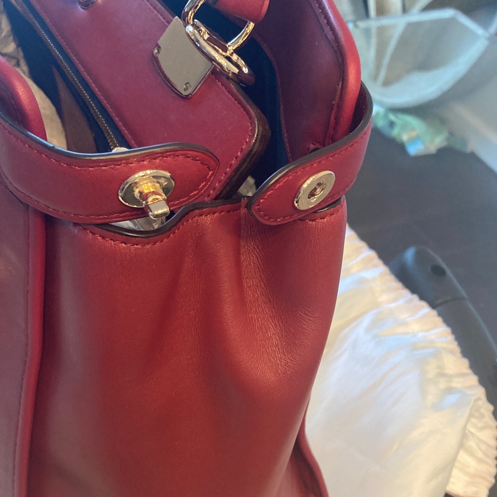 Coach Red Gramercy Leather Satchel - Picture 5 of 9